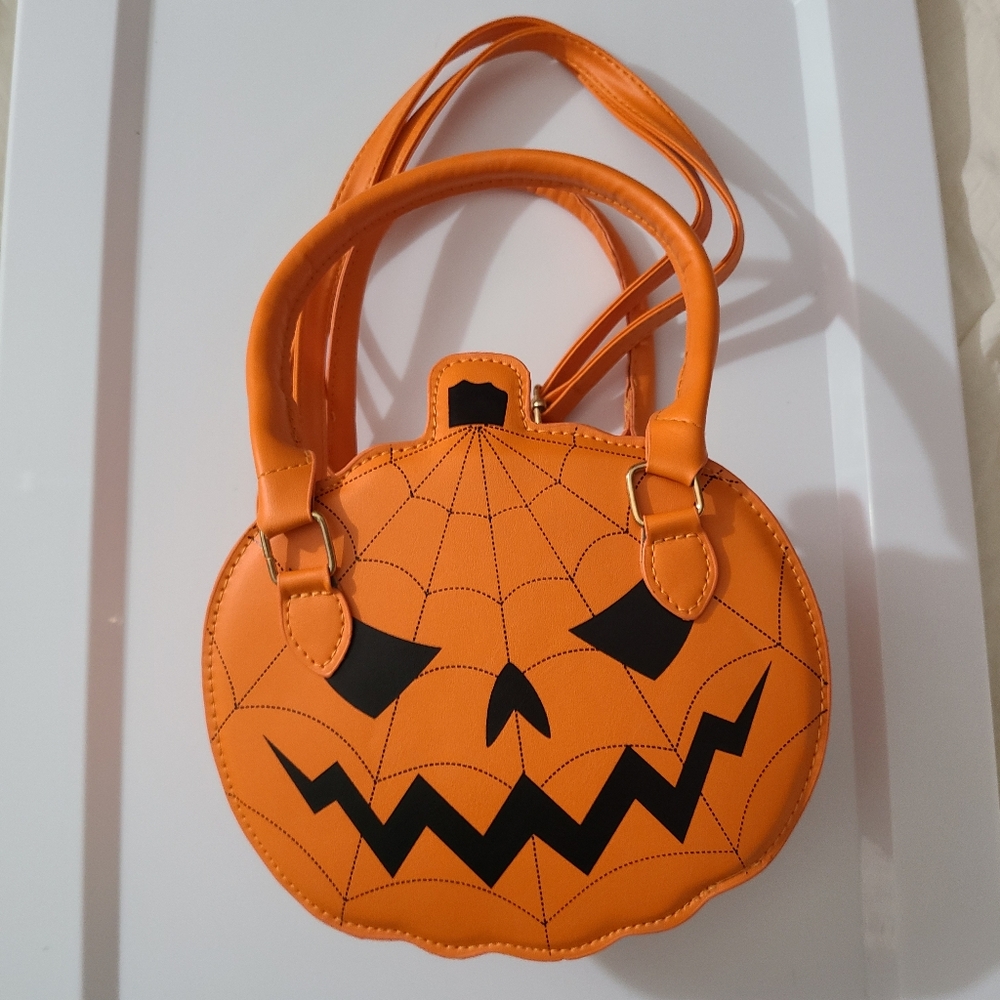 Halloween Pumpkin Purse Bag Party Costume Vegan Leather Jack-o-lantern NEW